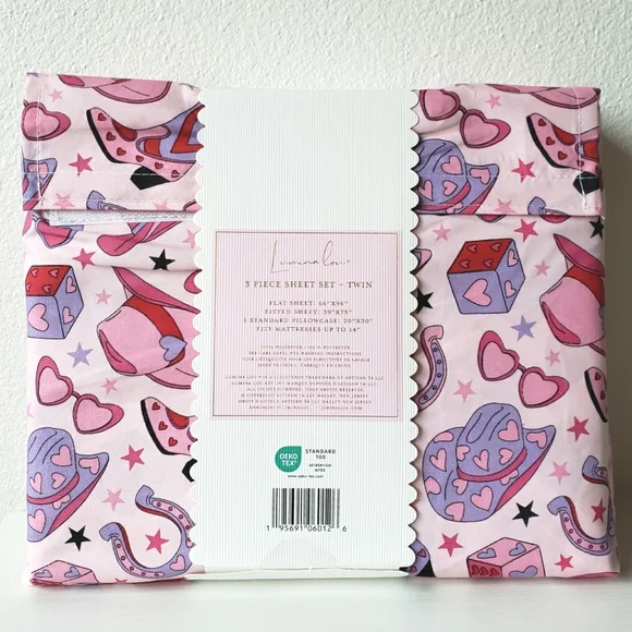 Pink Cowgirl 3-Piece Bed Sheet Set TWIN Coastal Cowgirl Western Girly - Picture 3 of 6